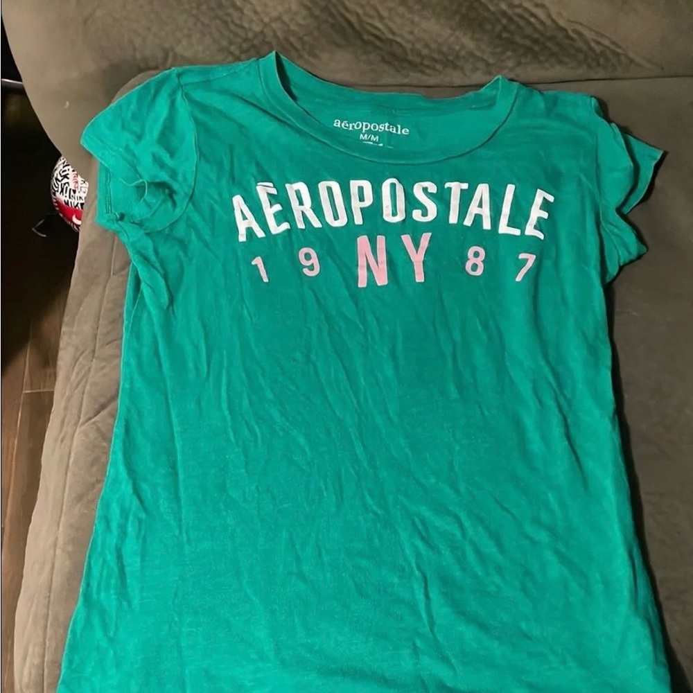 Y2K Aeropostale Teal Tee with Pink Lettering